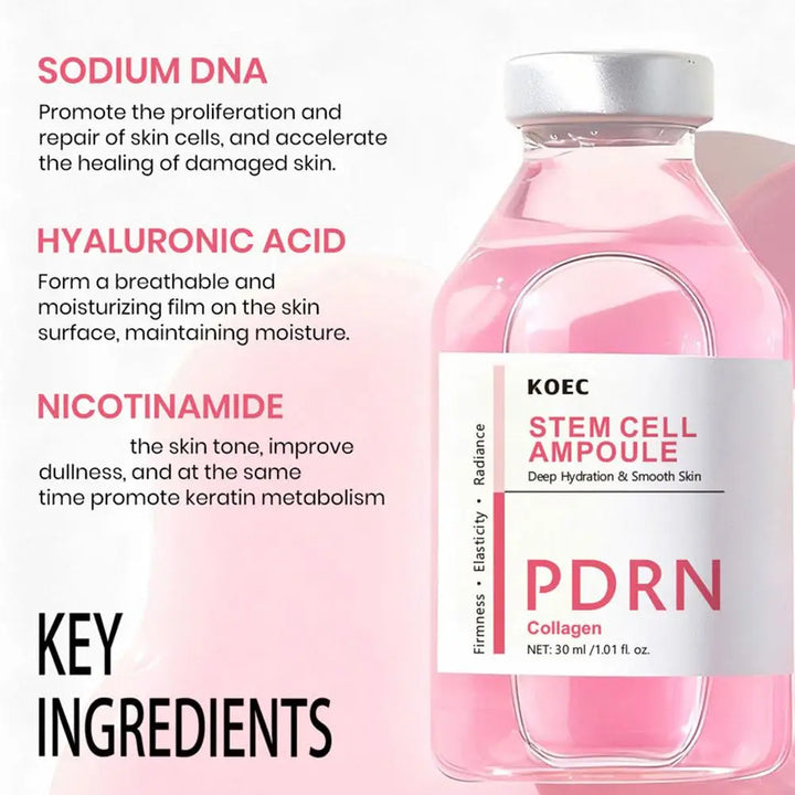 PDRN Moisturizing Face Serum Collagen Boost Deep Hydrating Plumping Effect Brightening Skin Barrier Repair Ampoule Skincare 30ml