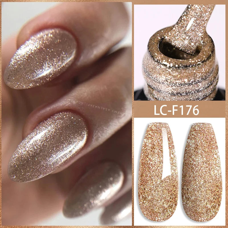 LILYCUTE 7ML Pink Glitter Nail Gel Polish Nude Natural Long Lasting Manicure Soak Off UV LED Nail Art Base Top Coat Gel Varnish