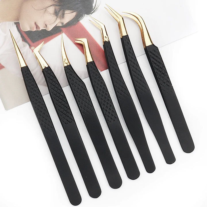 1Pc Anti-static Stainless Steel Eyelashes Tweezers Lashes Extension Supplies Industrial Precision Eyebrow Tweezer Makeup Tools