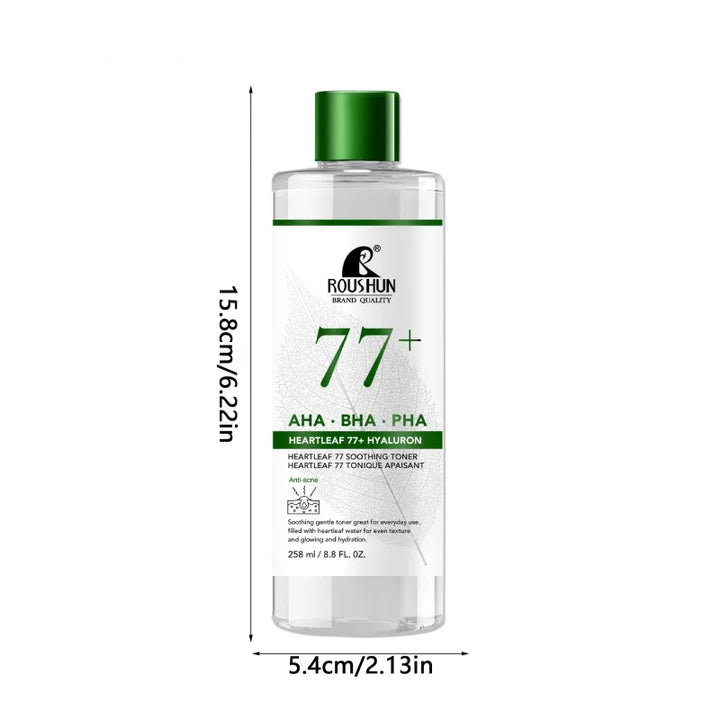 258mlLarge Capacity ROUSHUN AHA BHA PHA 77+ Lotion TONERMoisturizing and Hydrating Facial Water