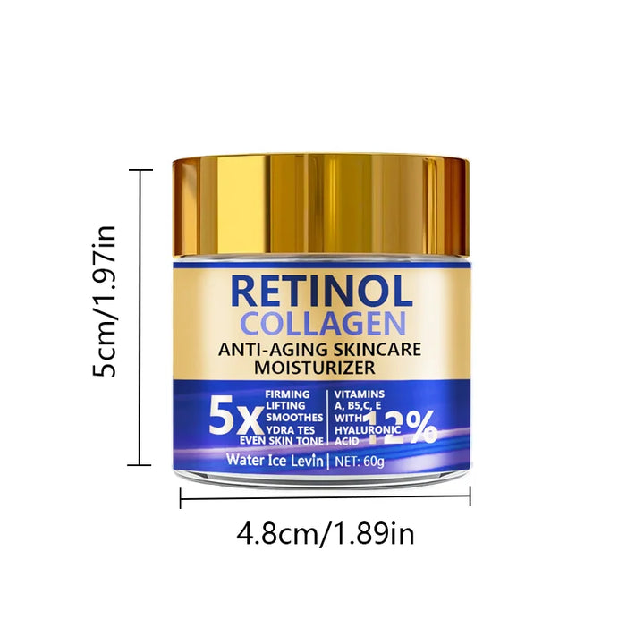 Retinol Collagen Cream, Firming Facial Moisturizing Cream, Day and Night Use, Containing Shea Butter and Hyaluronic Acid, Moisturizing and Nourishing Sensitive Skin