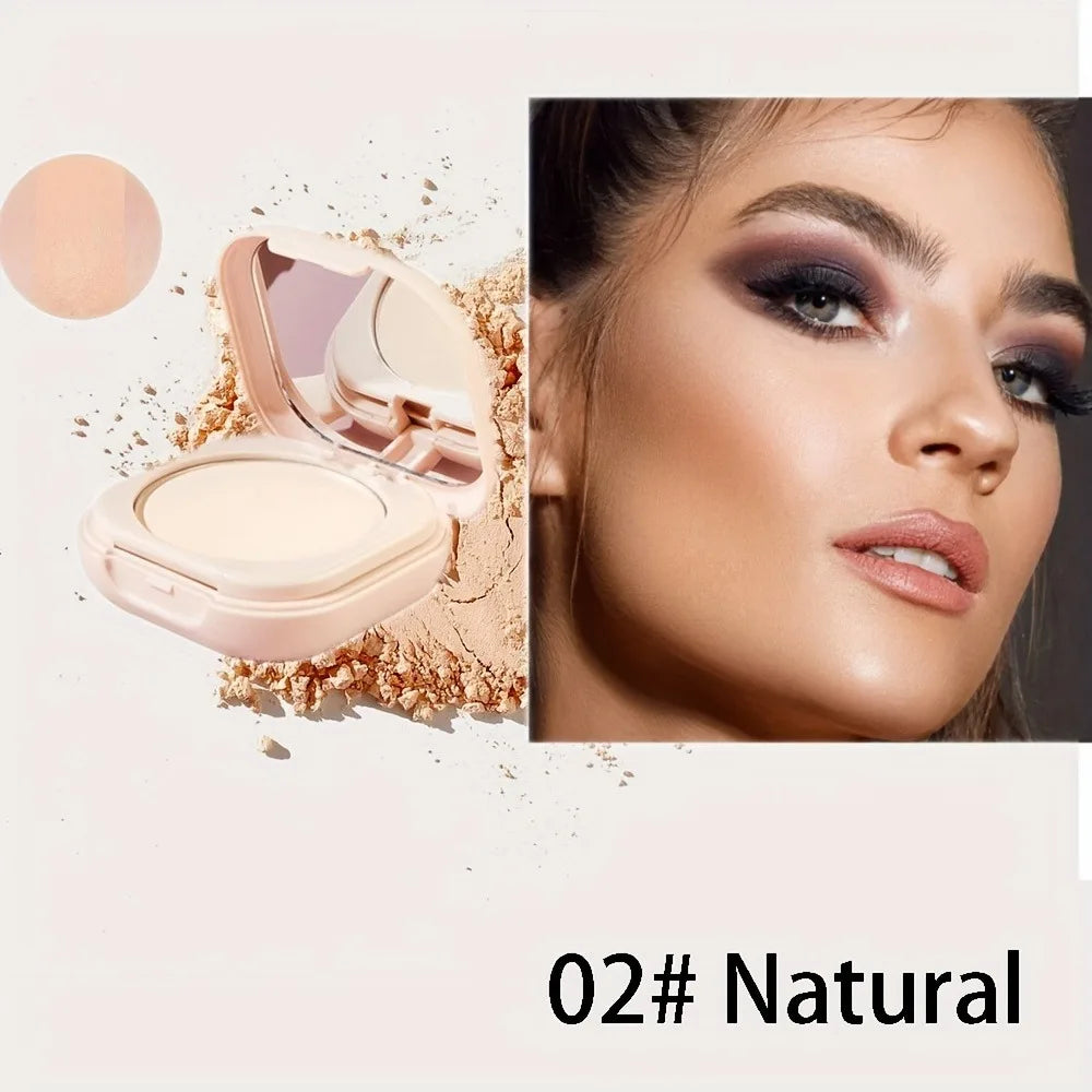 Milk Tea Waterproof Compact Powder - Full Coverage Contour and Concealer, Matte Finish, Double-Layer Portable Setting Powder