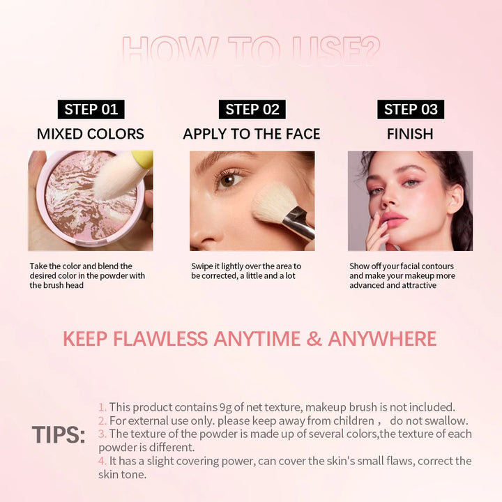 Matte Face Foundation Bronzer Pressed Powder Compact Long Lasting Oil Control Translucent Loose Setting Powder For Face Makeup