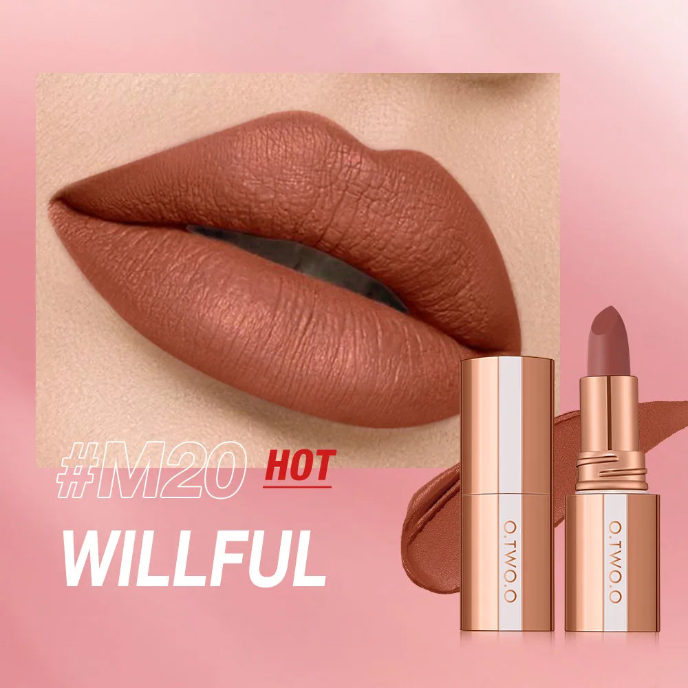 O.TWO.O Matte Lipstick Long Lasting Waterproof Lip Stick Smudge-free Classic Highly Pigmented Velvet Finish Lip Tint Makeup