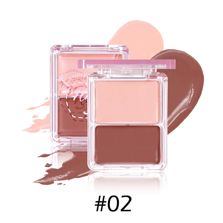 Dual Color Cream Blush & Highlighter Set, Buildable Pigment for Dewy Cheek & Face Glow