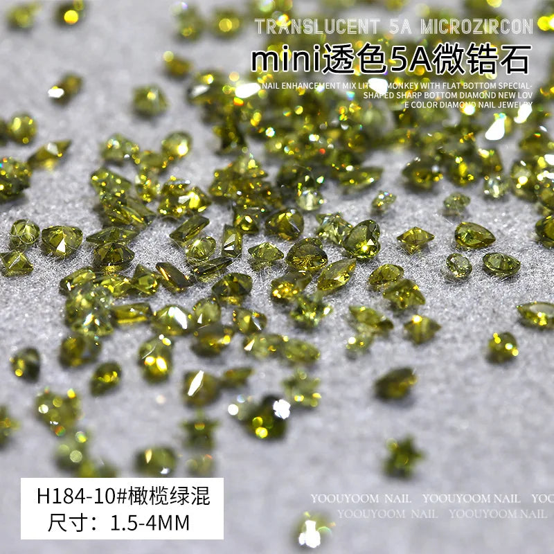 50PCS Sparkle Mini 5A Zircon Translucent Glitter Sharp Diamonds Crystal Nail Art Rhinestones Jewel Decorations Manicure Charms