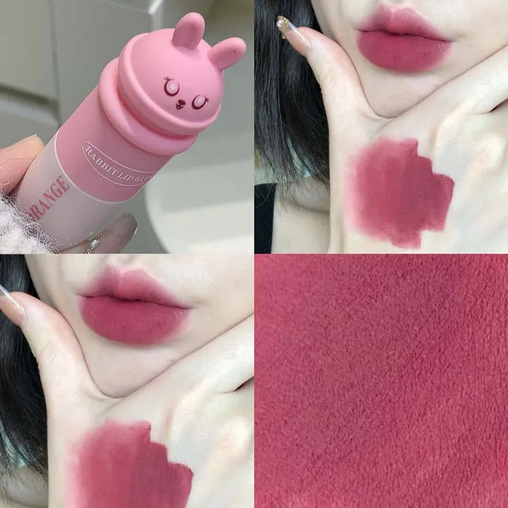 Cute Rabbit Matte Lip Mud Liquid Lipstick Waterproof Rose Lip Gloss Lasting Waterproof Smoky Nude Purple Lip Tint Korean Makeup