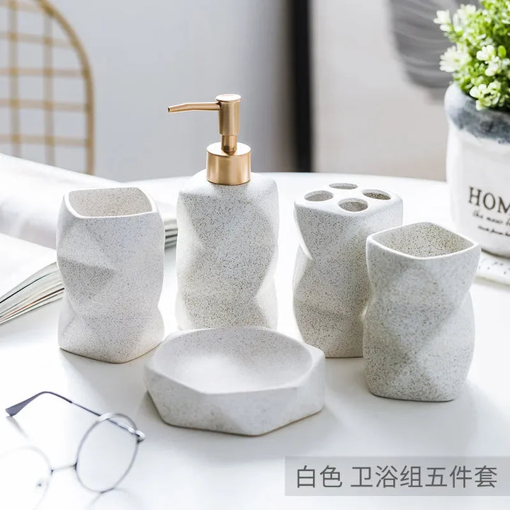 Ceramic Bathroom 4-piece Set Bathroom Supplies Ornaments for Gift Giving Mouthwash Cup Toothbrush Cup Set Toilet Accessories