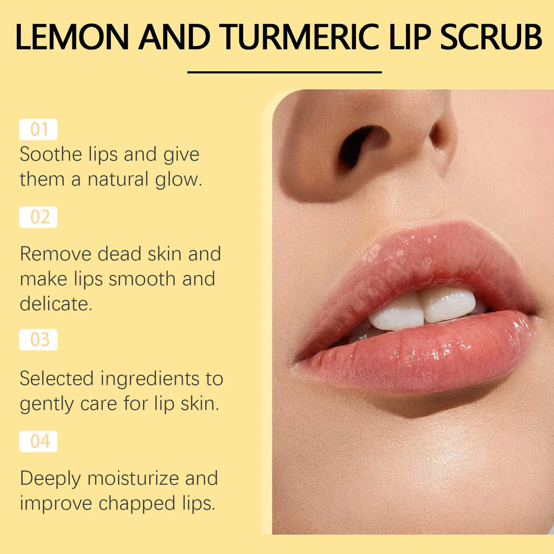 Turmeric Lemon Lip Scrub Exfoliating Remove Dead Skin Reduce Fine Lines Prevent Dry Nourishing Hydrating Anti Cracked Lip Scrub