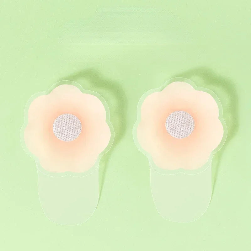 1 Pair Silicone Up Bra Sticker Waterproof Nipple Cover Lift Adhesive Invisible Bra Breast Pasty Women Chest Petals Reusable Bras