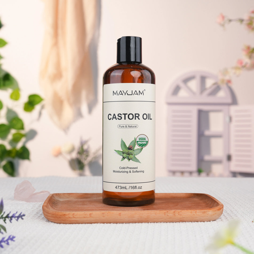 Organic Castor Oil Cold Pressed Massage Body Moisturizes Skin Nourish Hair Eyelash Nail Growth 16fl.oz Pure Natural Carrier Oil