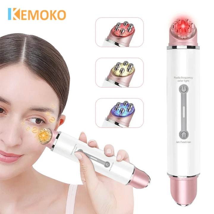 Vibration 45℃ Hot  Microcurrent Face Lifting Device Red Light Facial Wand Eye Massager Tightening Anti Wrinkle Skin Care Beauty