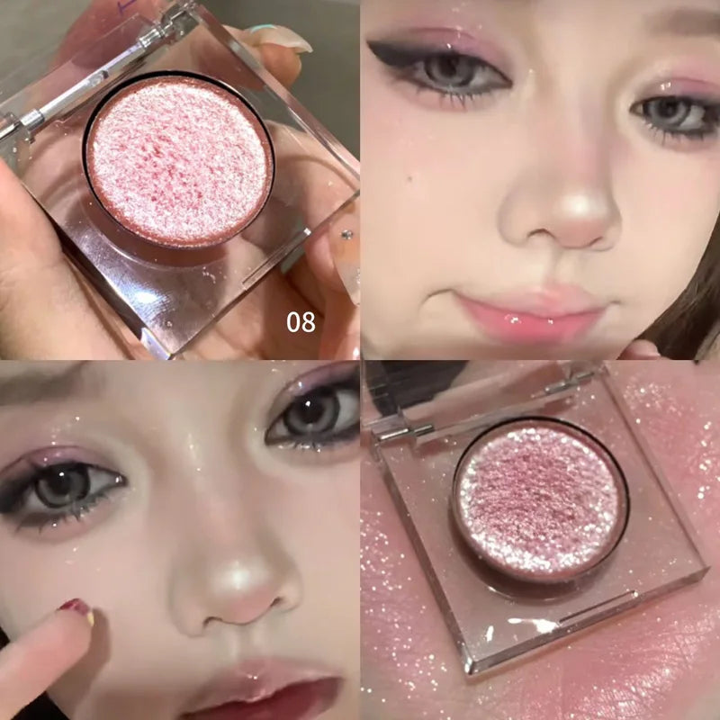 Aiccia Clear Square Single Eyeshadow Fine Glitter High Pigment Shimmer Easy for Beginner Daily Eye & Highlight Makeup