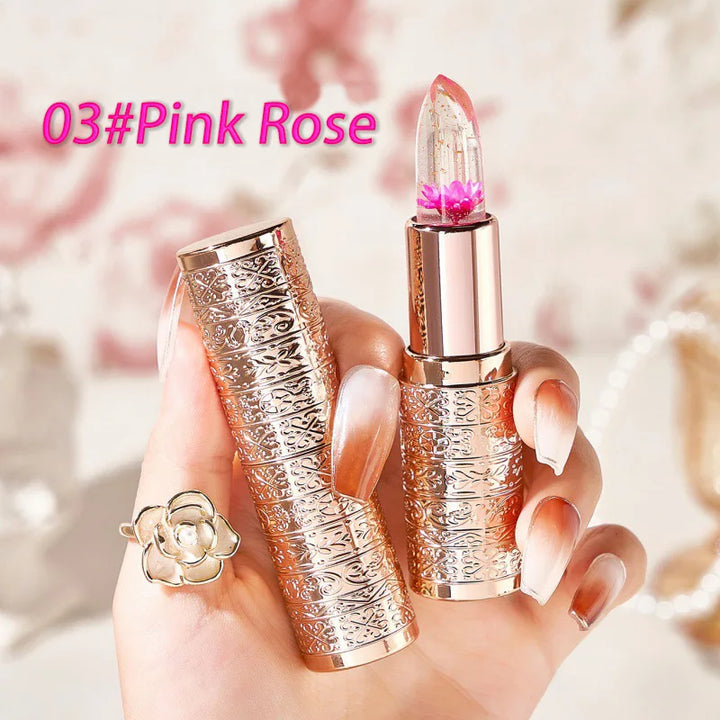 Temperature Color Changing Women Flower Lipstick Transparent Waterproof Moisturizing Crystal Jelly Pearlescent Lip Balm Cosmetic