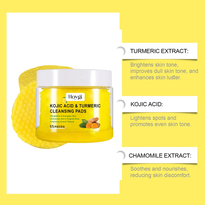 Turmeric Kojic Acid Cleansing Pads Exfoliating Pads Removing Dead Skin Shrink Pores Smooth Brightening Skin Face Cleansing