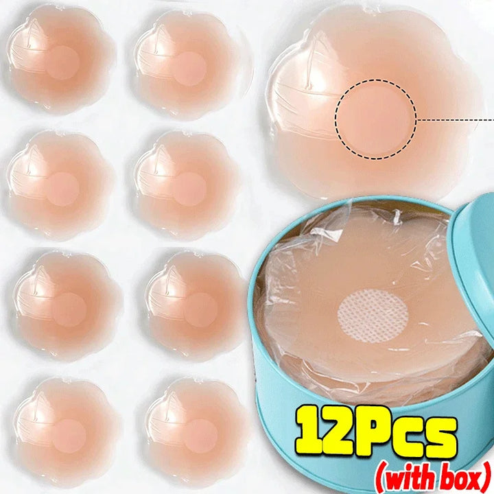 2-24PCS Invisible Self Adhesive Chest Paste Reusable Sticker Breast Petal Strapless Lift Up Bra Pad Silicone Petal Nipple Cover