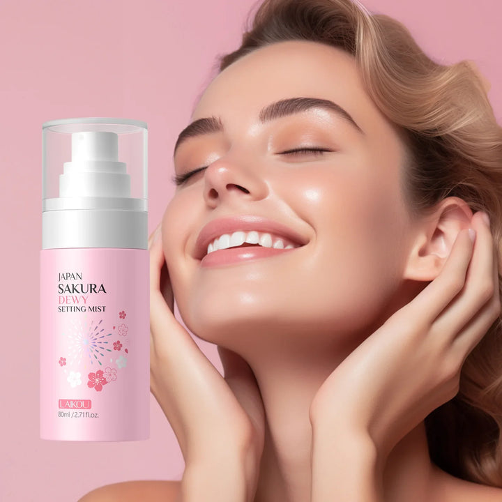 Sakura Makeup Setting Spray Moisturizing Waterproof Oil Control Long Lasting Non Sticky Dewy Quick Fixer Face Mist