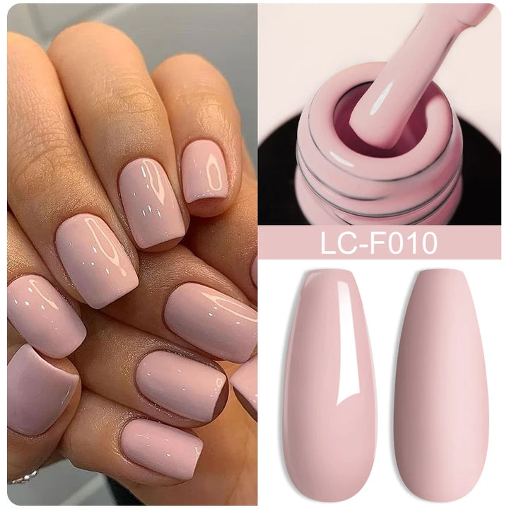 LILYCUTE 7ML Pink Glitter Nail Gel Polish Nude Natural Long Lasting Manicure Soak Off UV LED Nail Art Base Top Coat Gel Varnish