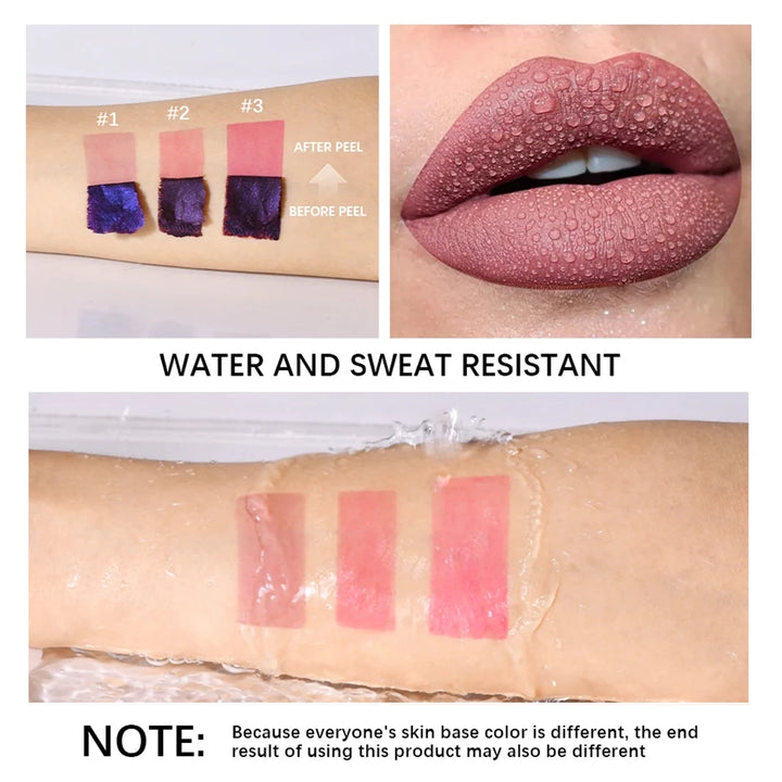 JUJU DREAM Peel Off Lip Stain Set, 3 Colors Long-Lasting Waterproof Pink Lip Tint, Transfer-Proof Non-Stick Cup Lip Makeup