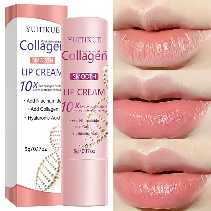 YUITIKUE 10X Collagen Lip Cream - Hyaluronic Acid & Niacinamide, Long-Lasting Hydration for Chapped Lips