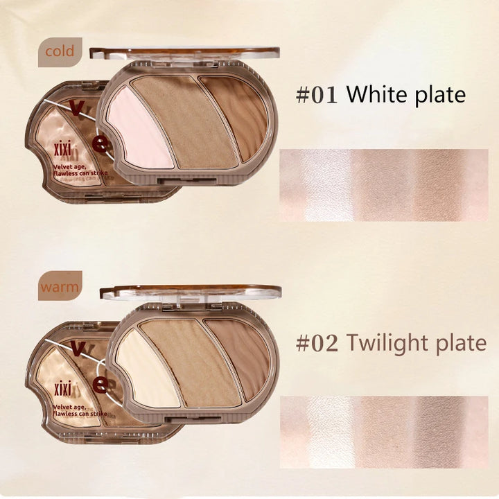 Matte Highlighter Contouring Palette Bronzer Makeup Grey Brown Shading Eye Nose Contour Natural Brighten Face Highlighter Powder