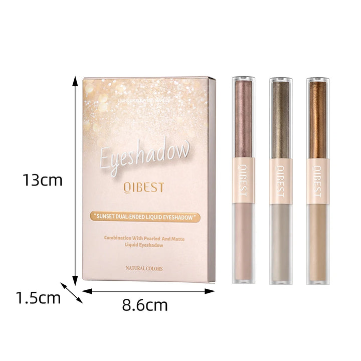 QIBEST Double Head Glitter Matte Eye shadow Stick Makeup Sets Long Lasting Shimmer 2 In 1 Liquid Eyeshadow Cosmetic Sets 6 Color