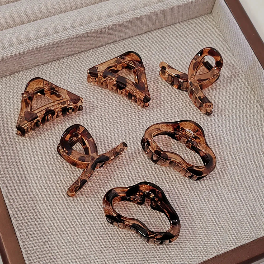 4PC Set European & American Style Leopard Print Small HairClaw Clips for Women Girls Retro Hair Accessories Headwear