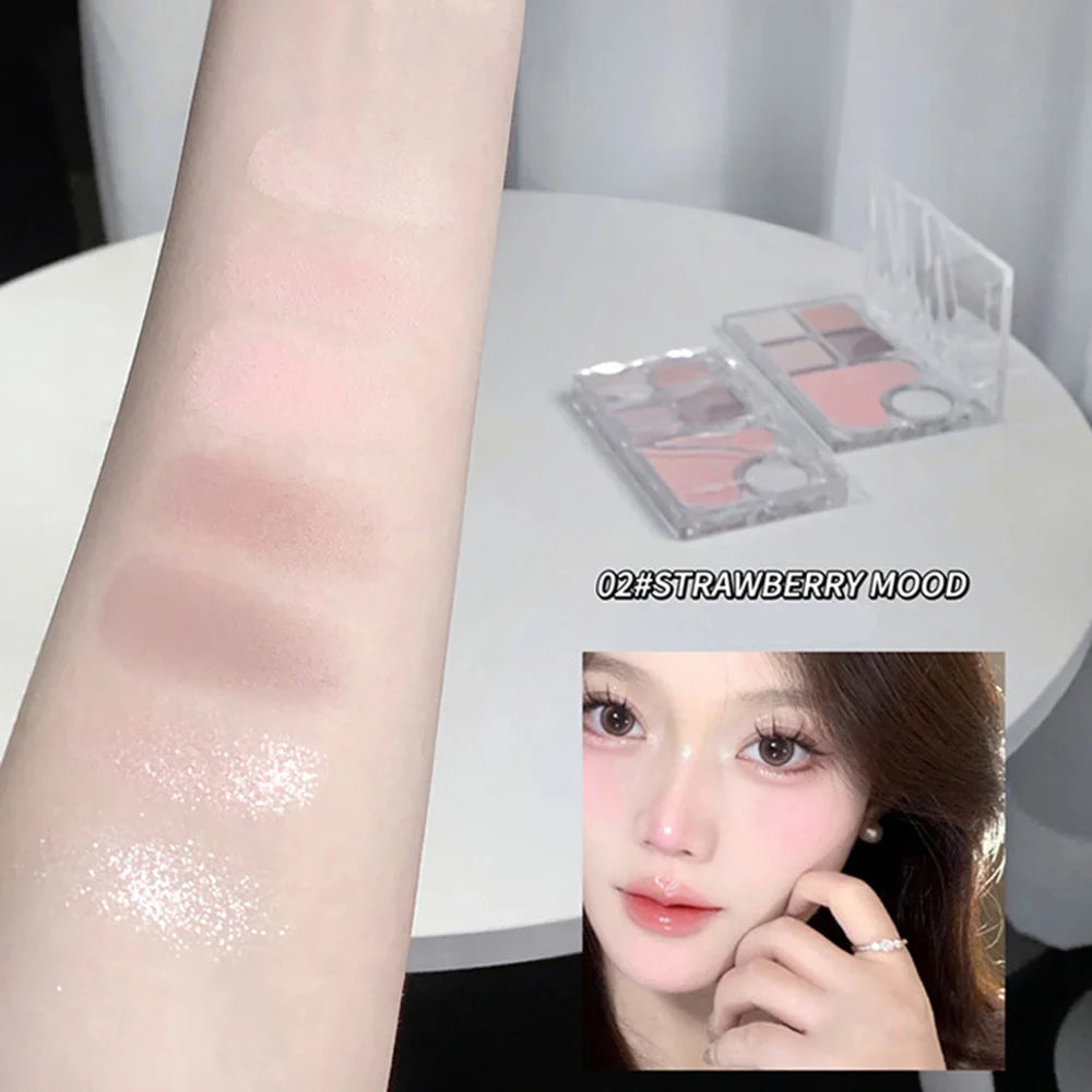 Pinky Heart Gege Bear Eyeshadow Palette Matte Pearlescent Earth Color Sequin Long-Lasting Eyeshadow And Contour Palette