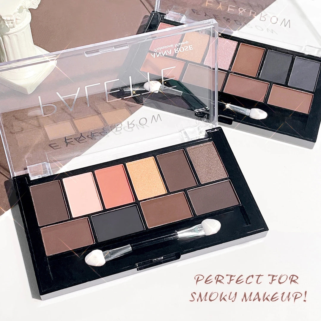 Ten color eyeshadow palette pearlescent matte fine shimmer earth tones beginner daily nude eyeshadow palette makeup