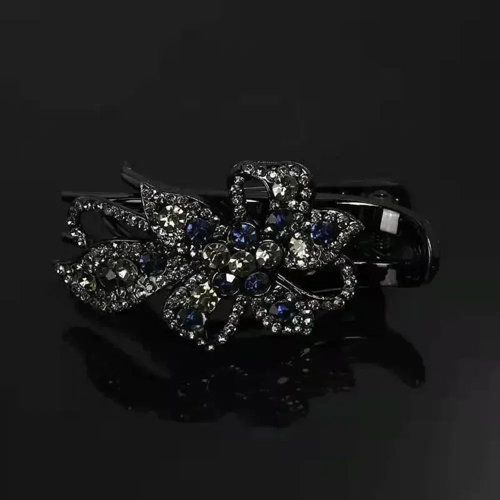 Shiny Rhinestone Hairpin Flower Leaf Duckbill Hair Claws Retro Hair Clips Accessories For Women Shinning Ponytail Headwear