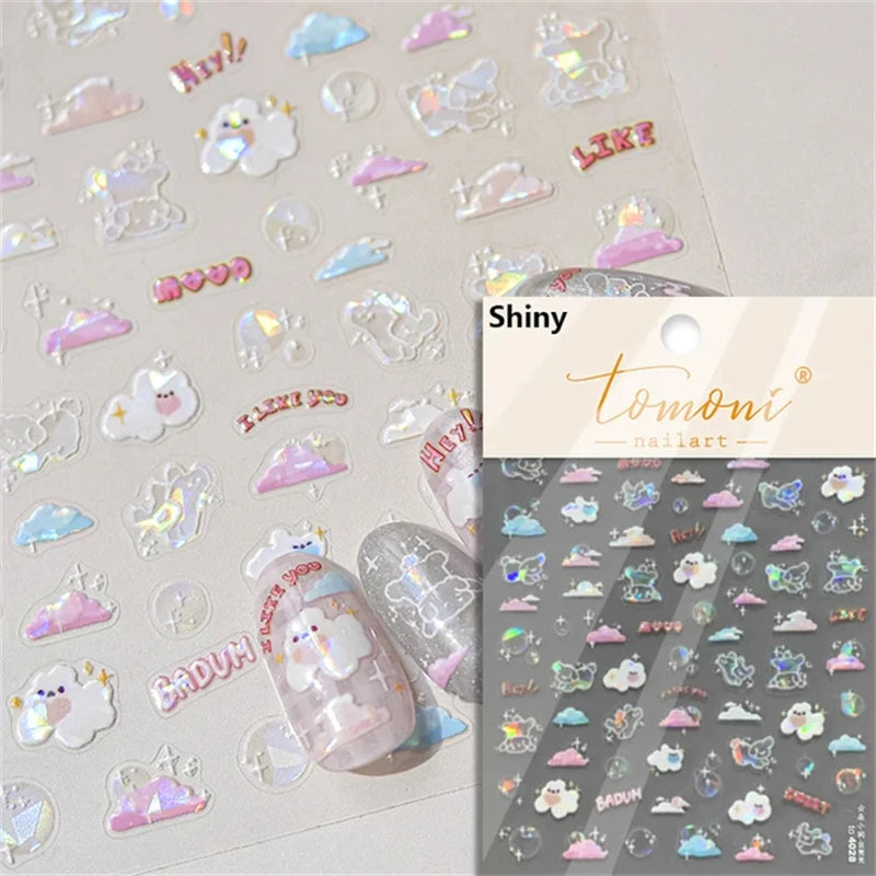 Summer Beach Ocean Shell Starfish Clams Conch Stars Sea Bubble Seasnail Soft Relief Decoration Nail Art Stickers Manicure Decals