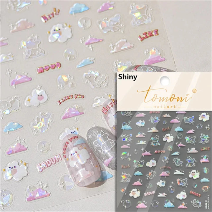 Summer Beach Ocean Shell Starfish Clams Conch Stars Sea Bubble Seasnail Soft Relief Decoration Nail Art Stickers Manicure Decals