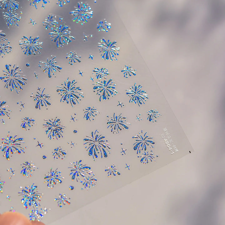 1 piece 5D color crystal star nail stickers high quality love shiny silver hollow smear rainbow flower jelly design nail sticker