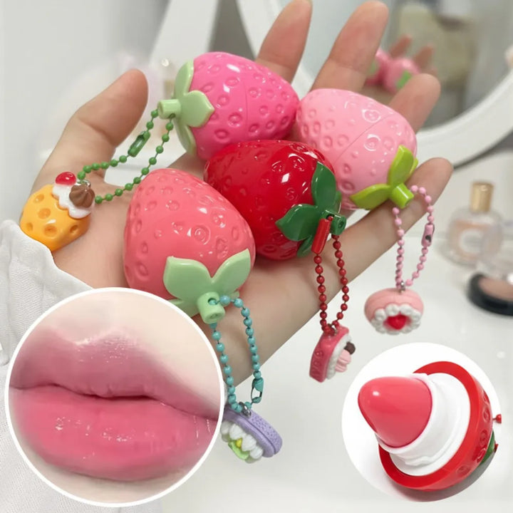 4-Color Random Sending Strawberry Warm Moisturizing Lip balm With Strong Moisturizing Effect, Protecting And Softening Lips