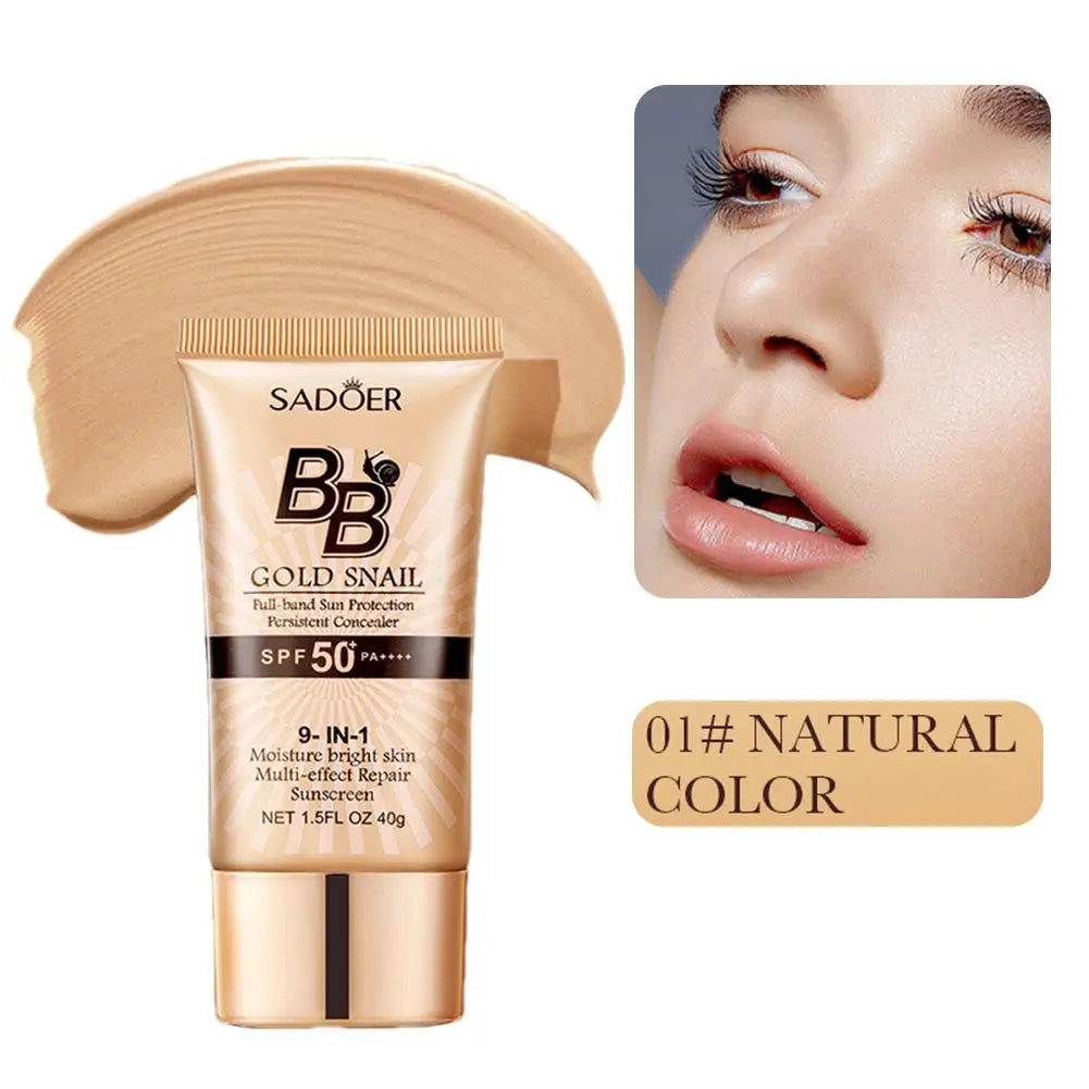 Gold Snail Sunscreen BB Cream Protector Facial Sun Block SPF50 BB Cream Isolation Lotion Concealer Facial Moisturizer