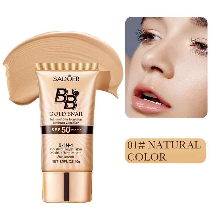 Gold Snail Sunscreen BB Cream Protector Facial Sun Block SPF50 BB Cream Isolation Lotion Concealer Facial Moisturizer