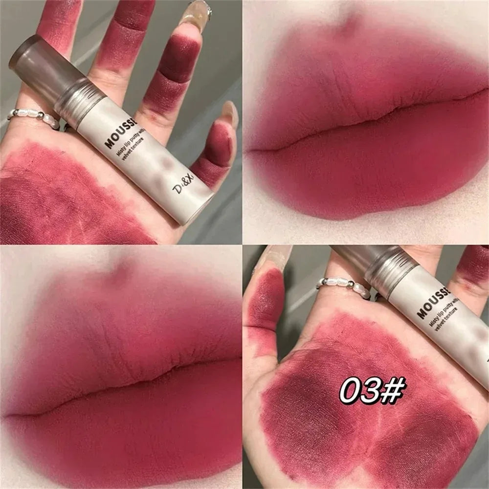 Punk Black Gothic Lip Gloss Matte Dark Brown Lipstick Nude Lip Tint Waterproof Velvet Liquid Lipstick Lip Satin Korean Cosmetics