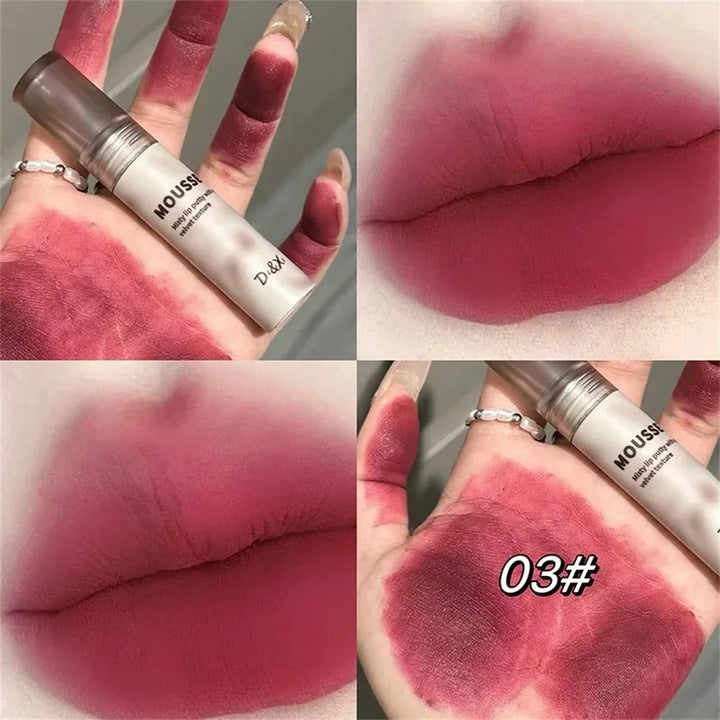 Punk Black Gothic Lip Gloss Matte Dark Brown Lipstick Nude Lip Tint Waterproof Velvet Liquid Lipstick Lip Satin Korean Cosmetics