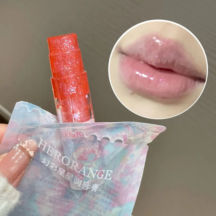 Herorange Glitter Star Lip Balm Moisturizing Repair Shiny Plump Lips Multi-Use for Daily Base Makeup