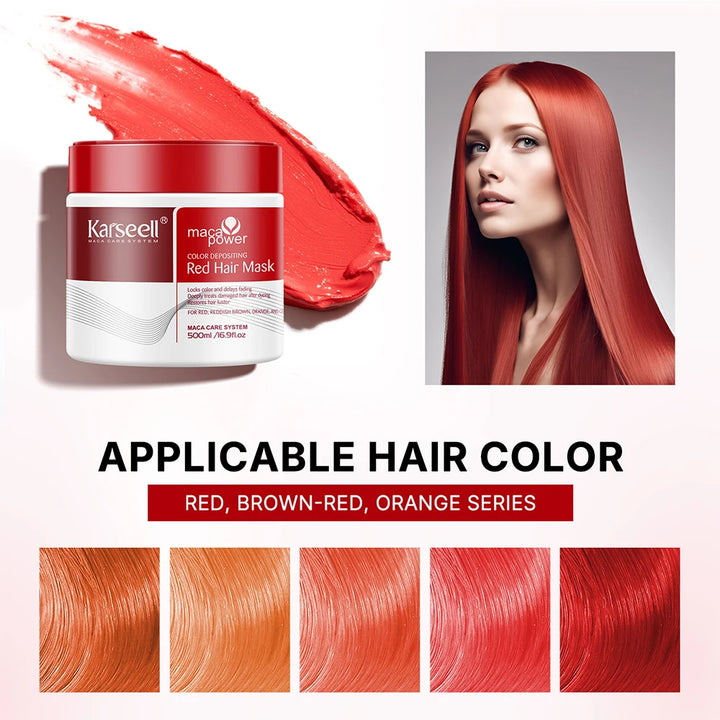 Karseell 500ml Color Depositing Red Hair Mask Color Boosting Conditioner, Hydrates and Enhances Red Tones for Color-Treated Hair