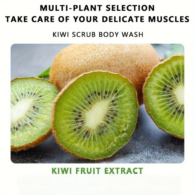 Kiwi Scrub Shower Gel 300ml, Contains Natural Fruit Extract, Hypoallergenic Alcohol-Free Formula, and Delicate Scrub Particles Deeply Clean the Skin, Effectively Remove Dirt and Waste Cuticles, Rich Foam, Non-Slip Skin after