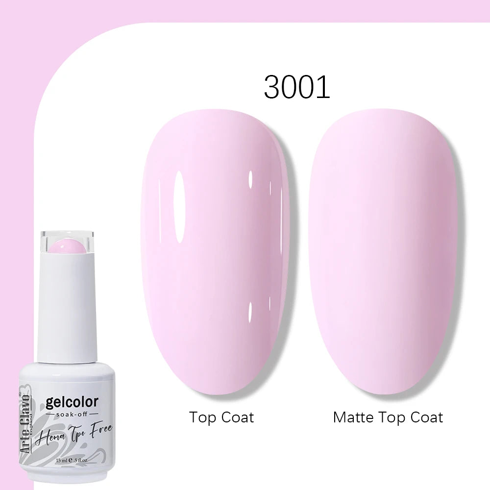 Arte Clavo Solid Color Gel Nail Polish 15ml Soak Off UV LED Gel Semi-Permanent Glitter Polish For Manicure Nail Art Salon Gel