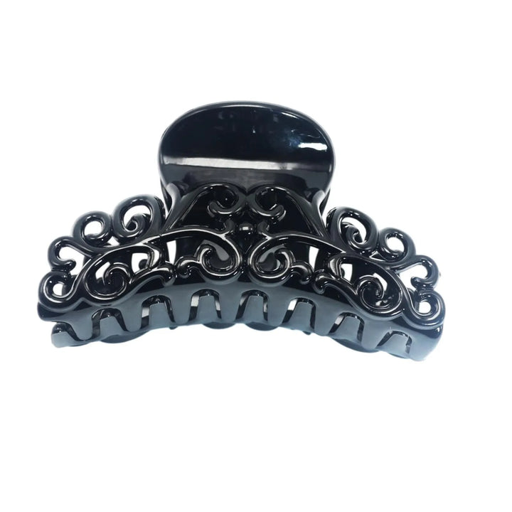 4pcs Black Plastic Hair Claws Assorted Hollow Floral Shark Clip Large Jaw Hairclips for Women Fashion Hair Accessories