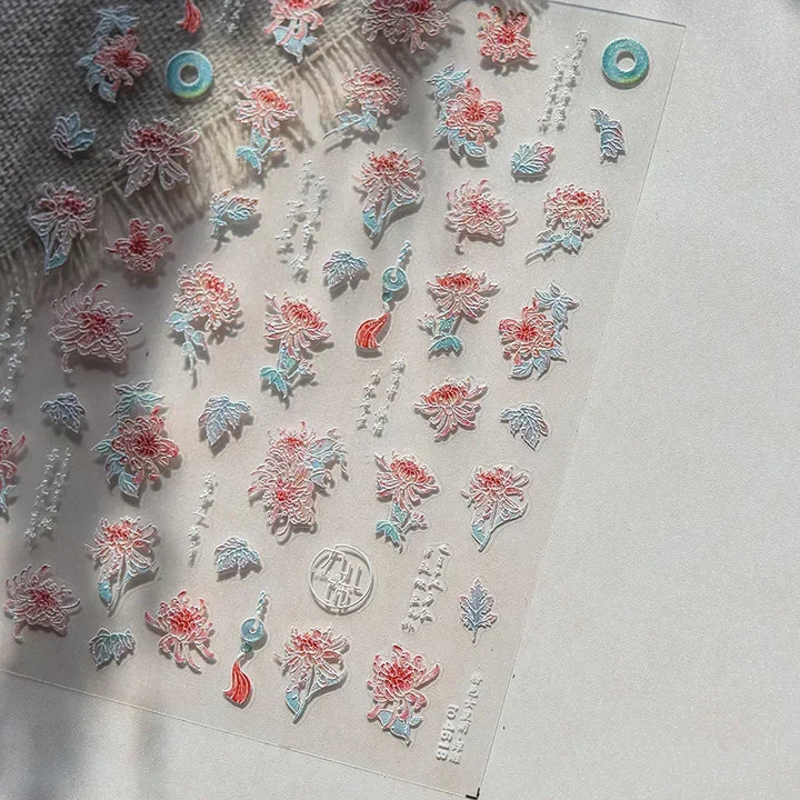 Lace Garden Bowknot Bow Tie Rose Flower Petal Pearl Irregular Border Self Adhesive 5D Nail Art Decoration Sticker Manicure Decal