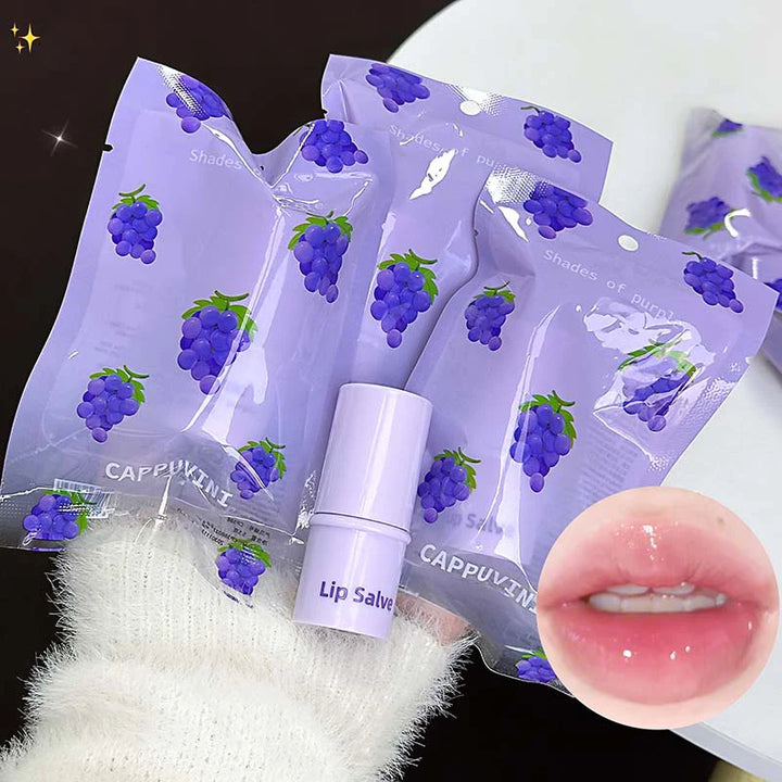 Grape Fruit Lip Balm Moisturizer Anti-Dry Anti Crack Clear Crystal Lips Balm Lip Care Jelly Mirror Lip Mask Stick Clear Plumping