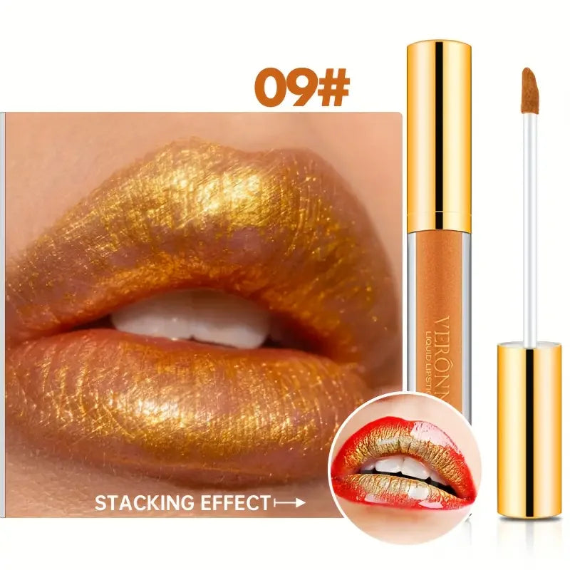 10 Colour Diamond Shimmer Lip Gloss Set,Glitter Shimmer Makeup Long Lasting lipsticks Makeup, Smudge Proof Lip Glaze Valentine's