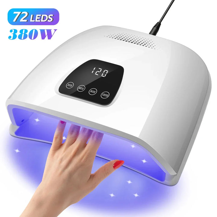 480W UV LED Lamp for Nails 108 LEDs Nail Dryer with Red Light Whitening Mode Large Space Manicure Lamp 4 Timer Settings