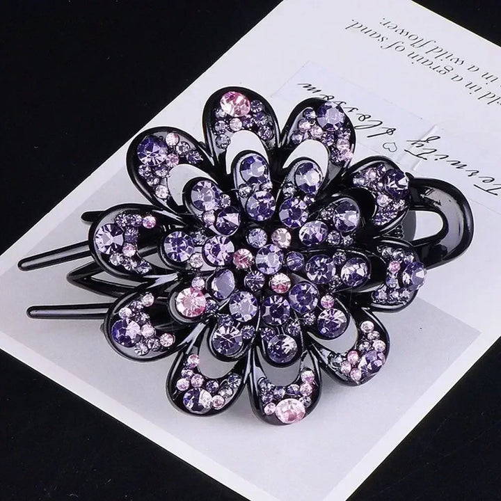 Shiny Rhinestone Hairpin Flower Leaf Duckbill Hair Claws Retro Hair Clips Accessories For Women Shinning Ponytail Headwear