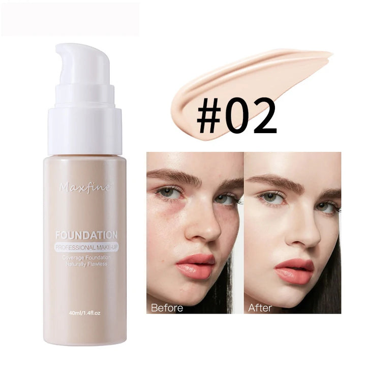 12 Shade Liquid Foundation with Long Lasting Oil Control Concealing Hydrating Lightweight Fine Texture and Non Cakey 1PCS