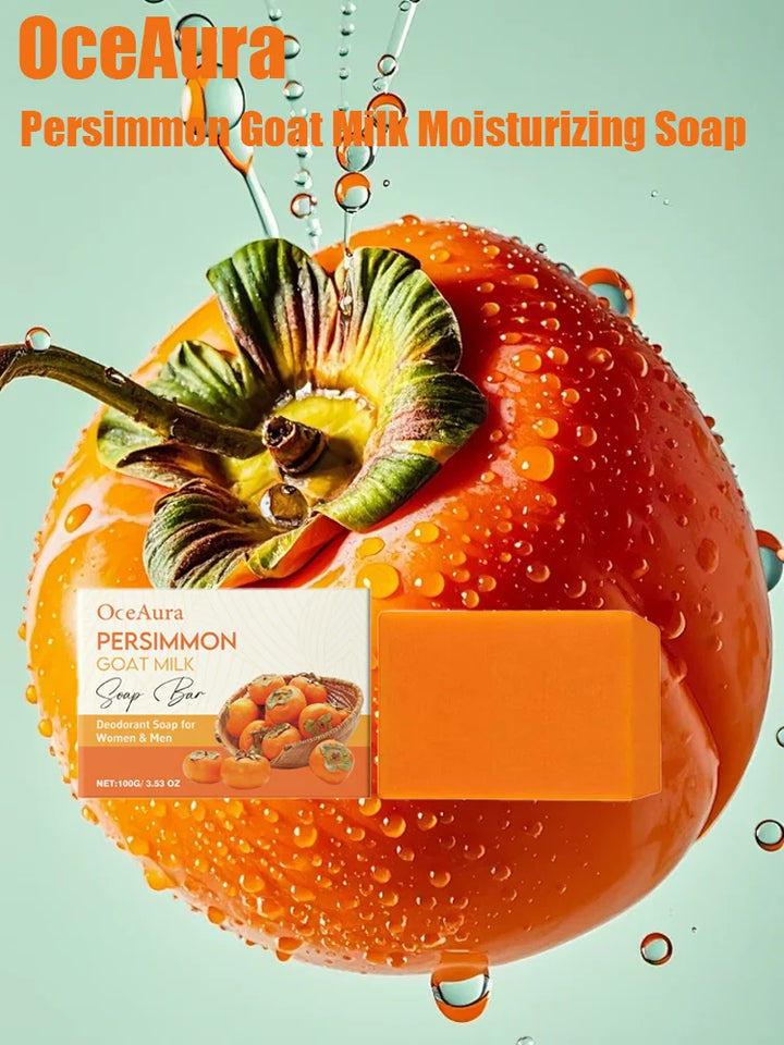OceAura Persimmon & Goat Milk Nourishing Body Soap - Gentle Hydration, Deep Cleansing & Skin Revitalization